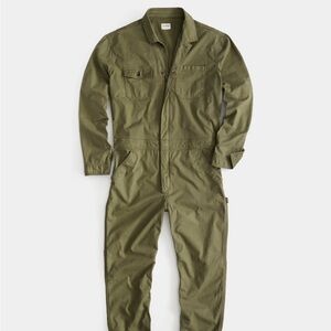 GARMENT DYED COVERALL IN OLIVE HERRINGBONE